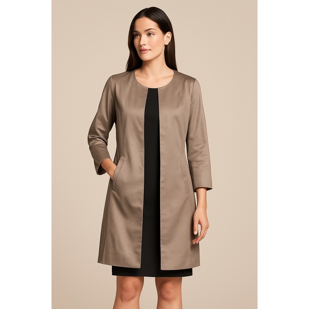 Calvin Klein Women's Taupe Metallic Coat M Dressy Jacket Lined Career Cocktail